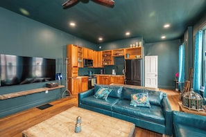 Apartment, 1 King Bed, Kitchen (Timeless on Main 2) | Living area | 42-inch flat-screen TV with digital channels