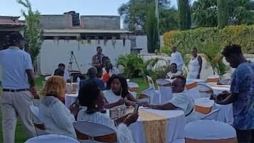 Outdoor banquet area
