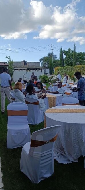 Outdoor banquet area