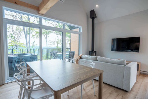 Televisión y chimenea 