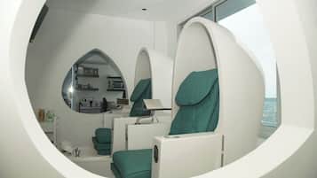 Body treatments, facials, 1 treatment room, manicures and pedicures