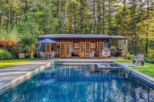 Modern Log Cabin with Saltwater Pool & Mountain Views By Evergreen Home