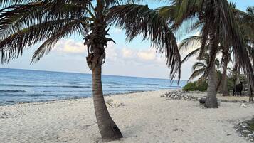 On the beach, beach towels