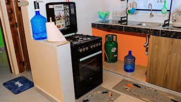 Classic Apartment | Private kitchen | Fridge, microwave, cookware/dishes/utensils