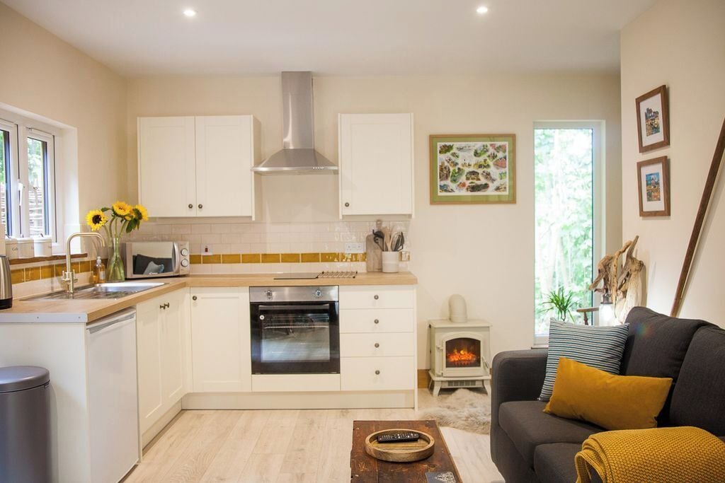 Cabin, 1 Bedroom (Badger - Eco lodge with hot tub) | Private kitchen