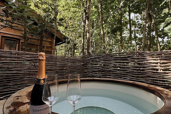 Cabin, 1 phòng ngủ (Badger - Eco lodge with hot tub) | Phòng cách âm, bộ trải giường