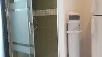 Hair dryer, towels, toilet paper