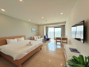Appartement Deluxe, balcon, vue plage