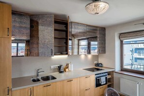 Fridge, oven, stovetop, dishwasher