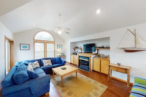 TV, fireplace, DVD player