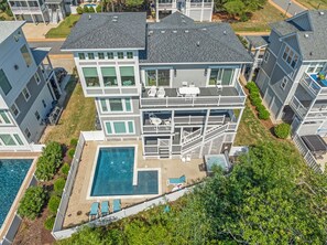 Exterior - Waterfront home with private pool & hot tub - in-home elevator & pool table (Corolla)