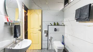 Hårtørrer, bidet, håndklæder, Sæbe