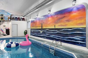 Indoor pool, a heated pool - Nautical Retreat - Indoor Heated Pool, Sauna, HotTub, Game Room and MORE (South Haven)
