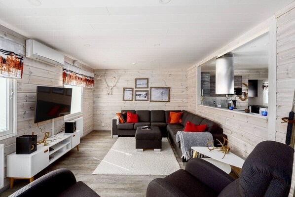 Televisión y chimenea 