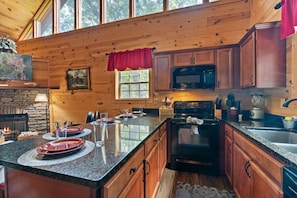 Microwave, oven, dishwasher, coffee/tea maker