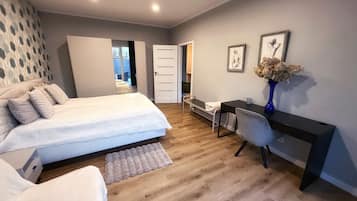 2 bedrooms, desk, soundproofing, iron/ironing board