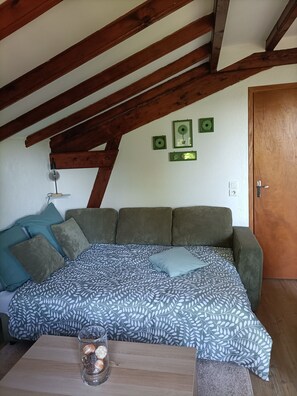 1 habitación, tabla de planchar con plancha y cuna de viaje