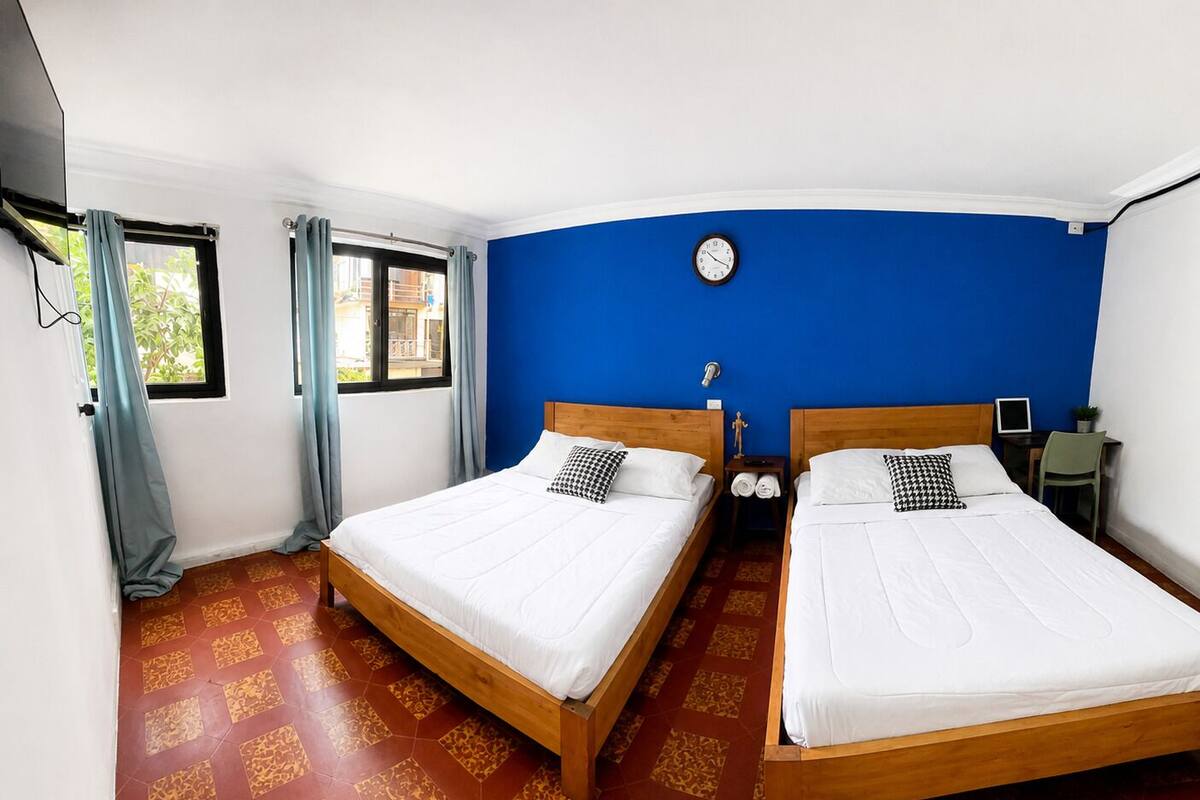 Basic Double Room, 2 Double Beds | Iron/ironing board (on request), free WiFi, bed sheets