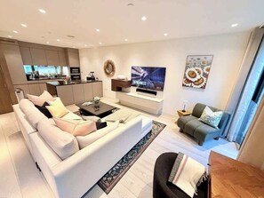 TV, foosball, stereo, offices