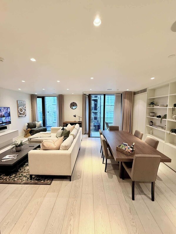 TV, foosball, stereo, offices