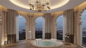 Luxe beddengoed, pillowtop-bedden, een minibar, een kluis op de kamer