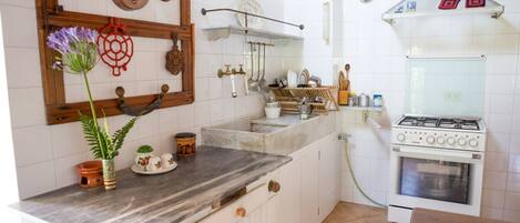 Fridge, oven, stovetop, coffee/tea maker