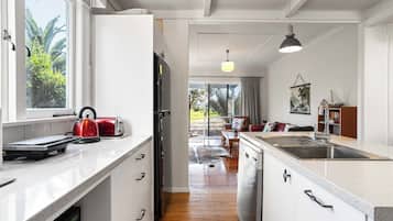 Fridge, microwave, dishwasher, toaster