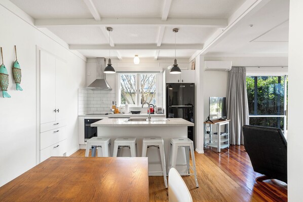 Fridge, microwave, dishwasher, toaster