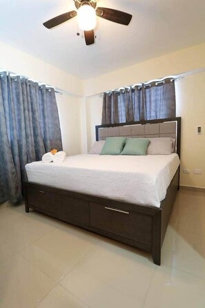2 bedrooms, in-room safe, iron/ironing board, travel cot