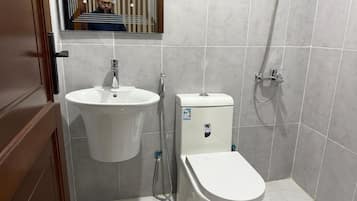 Quadruple Room, City View | Bathroom | Shower, free toiletries, soap, shampoo