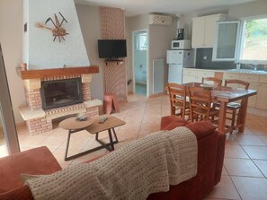 Televisor, llar de foc i llibres 