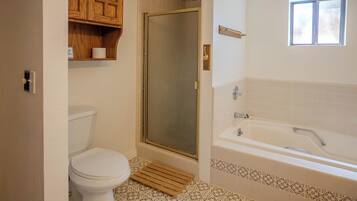 Regadera, secadora de cabello, bidet, toallas