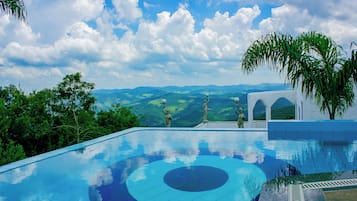 Outdoor pool, pool umbrellas