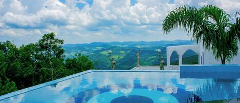 Outdoor pool, pool umbrellas