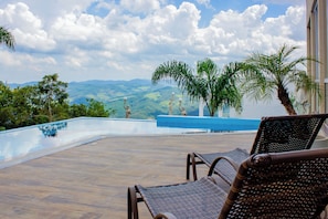 Outdoor pool, pool umbrellas