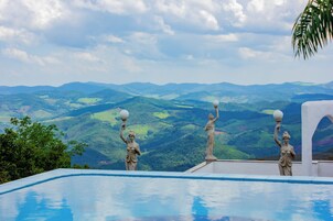 Outdoor pool, pool umbrellas