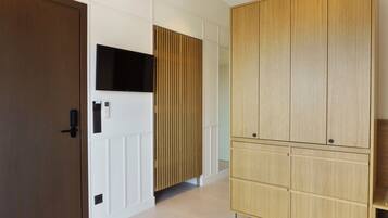 In-room safe, desk, laptop workspace, blackout curtains