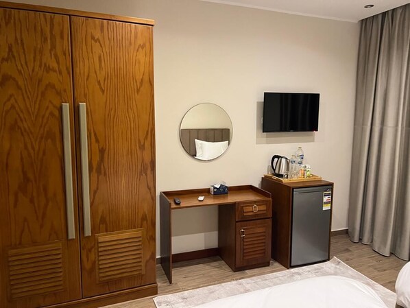 Individually decorated, individually furnished, desk, blackout curtains