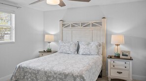 4 bedrooms, desk, iron/ironing board, travel cot