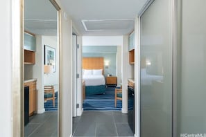 In-room safe, desk, laptop workspace, iron/ironing board