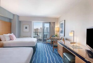 Deluxe Studio, 2 Double Beds, Balcony | In-room safe, desk, laptop workspace, iron/ironing board - ALA MOANA (Honolulu)