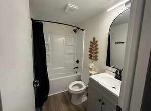 Sèche-cheveux, savon, shampoing, papier toilette