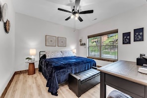 4 bedrooms, desk, iron/ironing board, travel cot