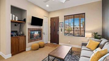 TV, fireplace, offices