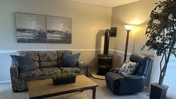 Smart-TV, Kamin, DVD-Player, BĂŒcher