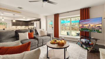 Smart TV, fireplace, video games, books
