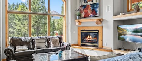 TV, fireplace