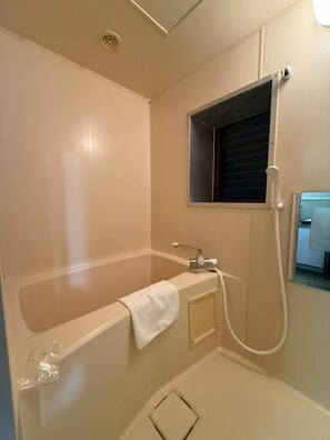 Basic Apartment | Bathroom | Combined shower/tub, hair dryer, towels, shampoo
