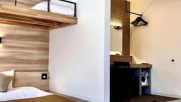 Desk, free WiFi, bed sheets
