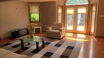 Smart TV, chimenea y estéreo